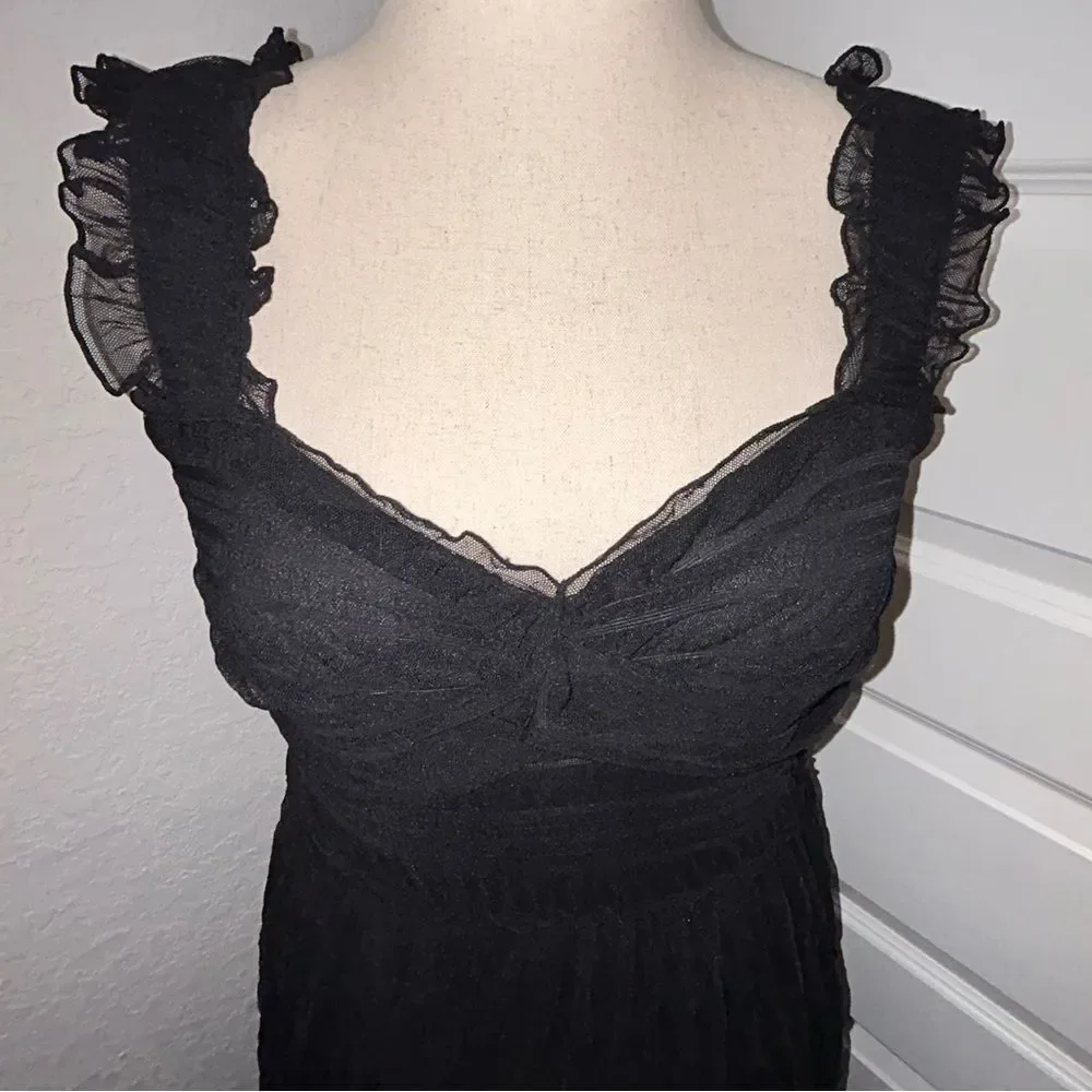 New, Max Studio Ruffle Layer Mesh Sleeveless Midi Dress - Picture 2 of 12